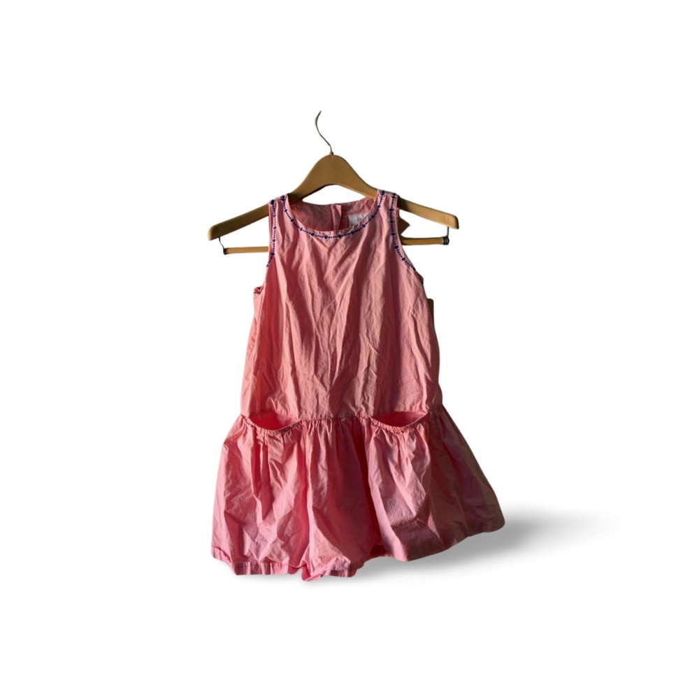 Hanna Andersson Pink Girls Dress w/ Blue Stitching & Pockets | Size 8